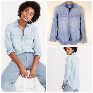 Madewell Denim Western Shirt Light Wash XXS